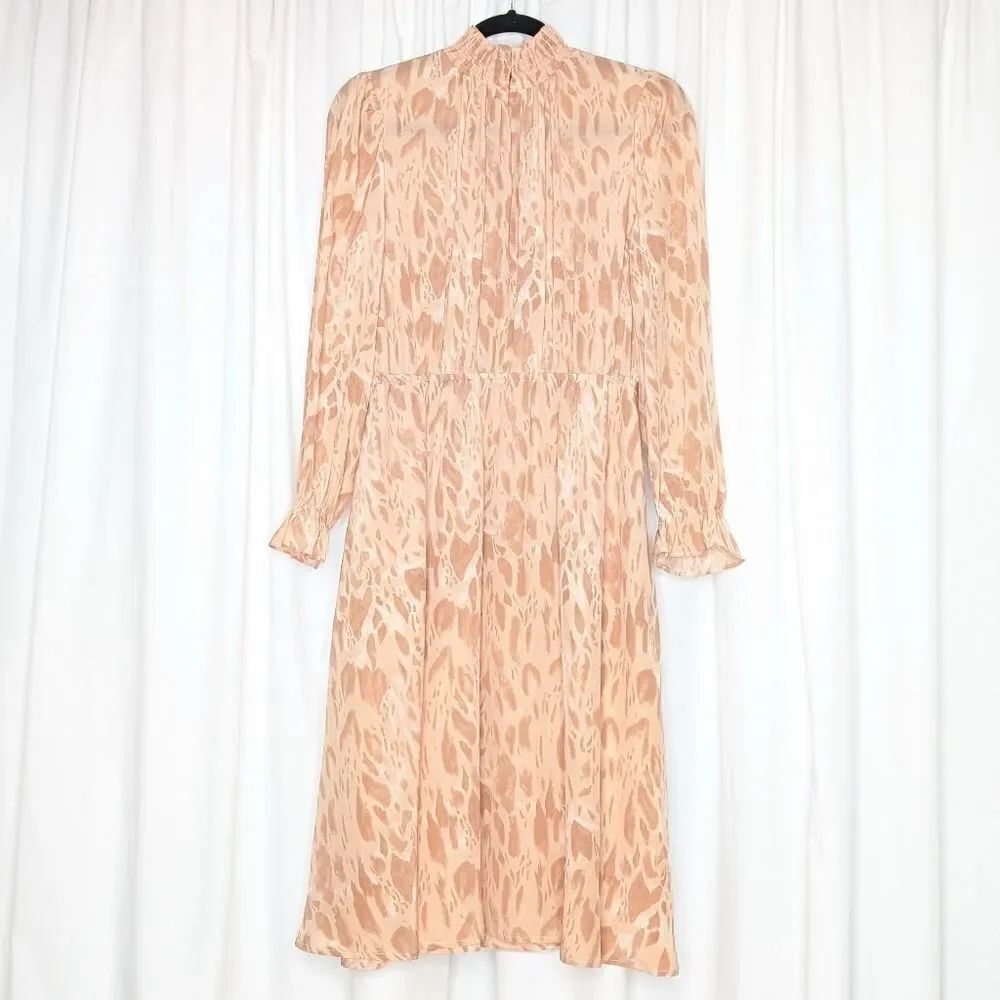 Tucker Stella Dress Ivory Safari in Silk Crepe de Chine Mock Neck